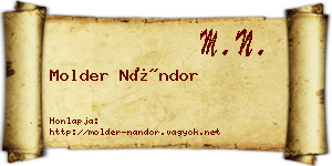 Molder Nándor névjegykártya
